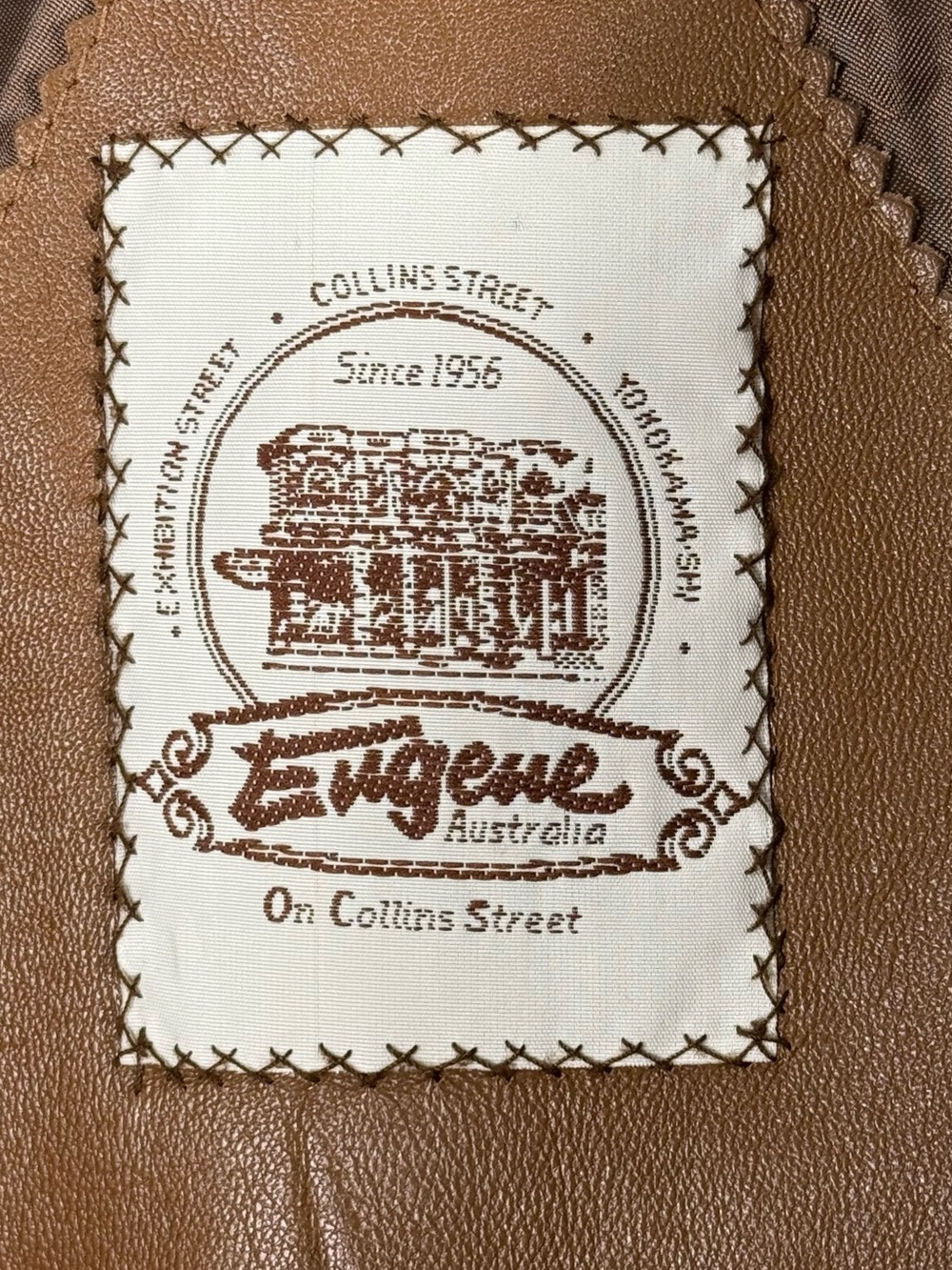 Vintage Eugene Australia Leather Patch-Print Jacket Rare - Picture 6 of 13